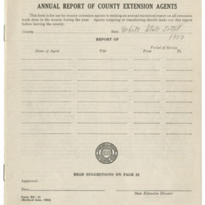 Annual Report of County Extension Agents - White State Total 1953