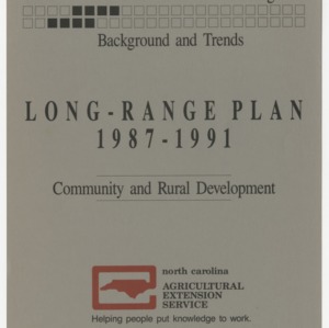 Information for Planning: Background and Trends Long Range Plan 1987-1991 - Community and Rural Development