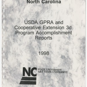 North Carolina USDA GPRA and Cooperative Extension 3d Program Accomplishment Reports 1998