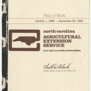 North Carolina Cooperative Extension Service Plan of Work - October 1, 1982 - Septermber 30, 1983