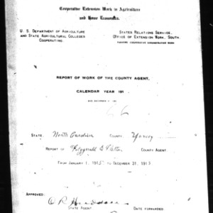 Report of Work of the County Agent, Yancey County, NC