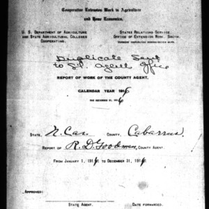Report of Work of the County Agent, Cabarrus County, NC