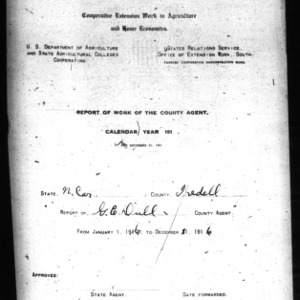Report of Work of the County Agent, Iredell County, NC, 1916