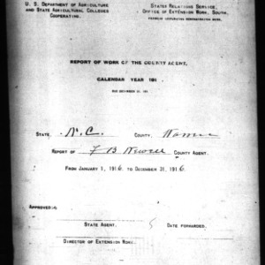 Report of Work of the County Agent, Warren County, NC, 1916