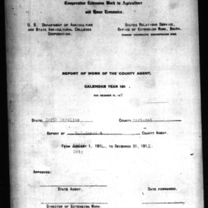 Report of Work of the County Agent, Carteret County, NC, October to December, 1917