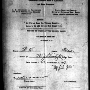 Report of Work of the County Agent, Wilson County, NC