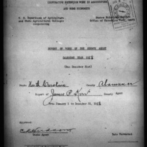 Report of Work of the County Agent, Alamance County, NC