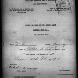 Report of Work of the County Agent, Avery County, NC