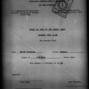 Report of Work of the County Agent, Iredell County, NC