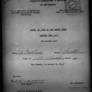Report of Work of the County Agent, Johnston County, NC