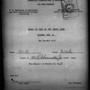 Report of Work of the County Agent, Wake County, NC
