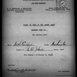 Report of Work of the County Agent, Washington County, NC