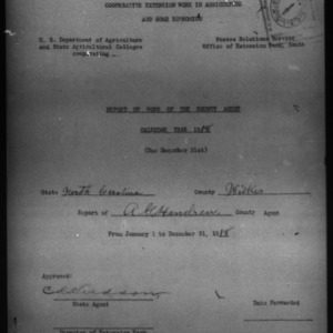 Report of Work of the County Agent, Wilkes County