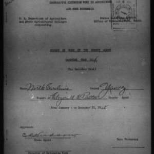 Report of Work of the County Agent, Yancey County, NC
