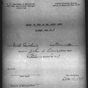 Report of Work of the County Agent, Granville County, NC