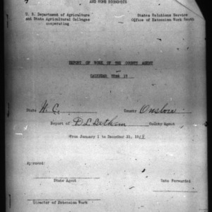 Report of Work of the County Agent, Onslow County, NC