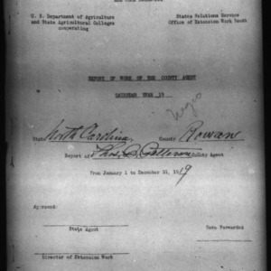 Report of Work of the County Agents African American Report, Rowan County, NC