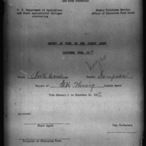 Report of Work of the County Agents African American Report, Sampson County, NC