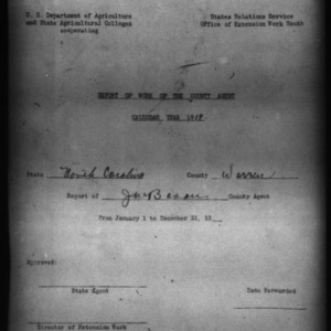 Report of Work of the County Agent, Warren County, NC