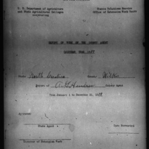 Report of Work of the County Agent, Wilkes County, NC