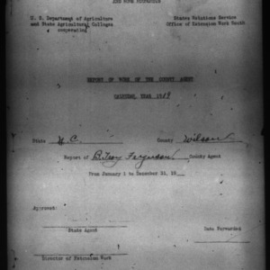 Report of Work of the County Agent, Wilson County, NC
