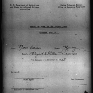 Report of Work of the County Agent, Yancy County, NC