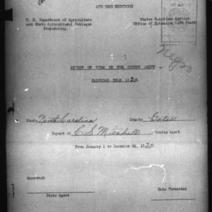 Report of Work of the County Agents African American Report, Gates County, NC