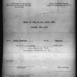 Report of Work of the County Agents, Johnston County, NC