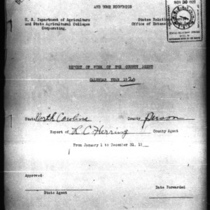 Report of Work of the County Agents, Person County, NC