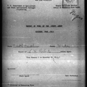 Report of Work of the County Agents African American Report, Wake County, NC
