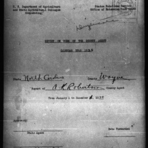Report of Work of the County Agents, Wayne County, NC