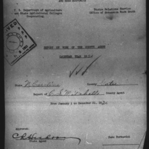 Report of the Country Agent, Gates County, NC