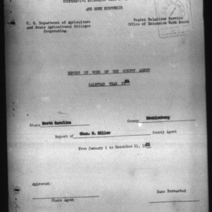Report of the Country Agent, Mecklenberg County, NC