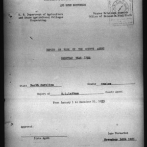 Report of the Country Agent, Onslow County, NC