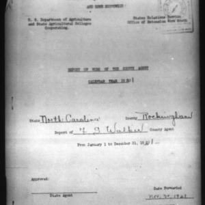 Report of the Country Agent, Rockingham County, NC