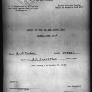 Report of the Country Agent, Wayne County, NC