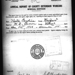 Annual Report of County Extension Workers Special Edition, African American, Hertford County, NC
