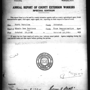 Annual Report of County Home Demonstration Workers Special Edition, Johnston County, NC