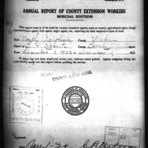Annual Report of County Extension Workers Special Edition, African American, Wake County, NC