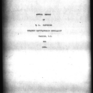 Annual Report of Creamery Manufacturing Specialist, 1924