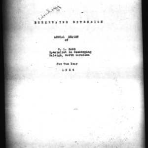 Annual Report of Specialist in Beekeeping, 1924