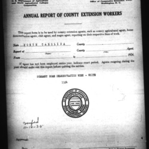 Annual Report of County Extension Workers, Summary Home Demonstration Work, White, 1924