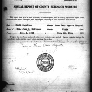 Annual Report of County Home Demonstration Workers, African American Agents, 1924