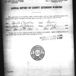 Annual Report of County Extension Workers, Anson County, NC