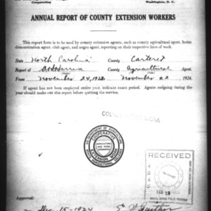 Annual Report of County Extension Workers, Carteret County, NC