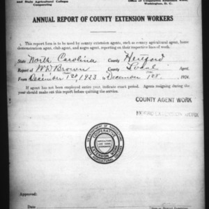 Annual Report of County Extension Workers, African American, Hertford County, NC