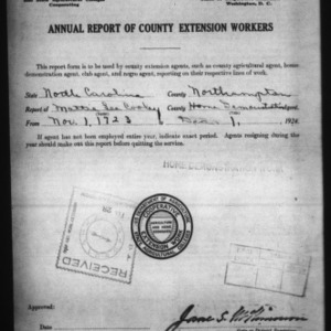Annual Report of County Home Demonstration Workers, Northampton County, NC