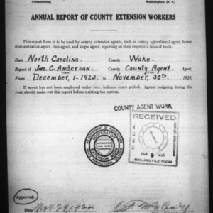 Annual Report of County Extension Workers, Wake County, NC