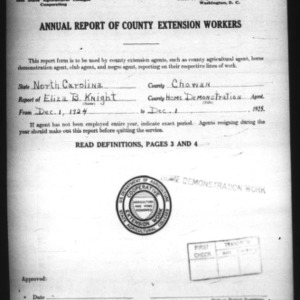 Annual Report of County Extension Workers, Chowan County, NC