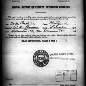 Annual Report of County Extension Workers, African American, Hertford County, NC